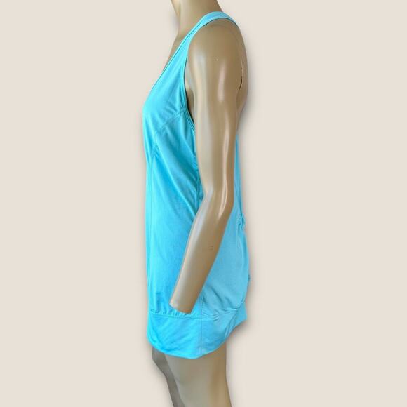 Zella Athletic Racerback Ruched Back Tank Top Gym Activewear Size L Long Blue - Picture 4 of 16